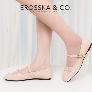 [EROSSKA] - Giày đế bằng phong cách giày lười balletcore họa tiết chấm bi màu kem cao 1cm - EL140