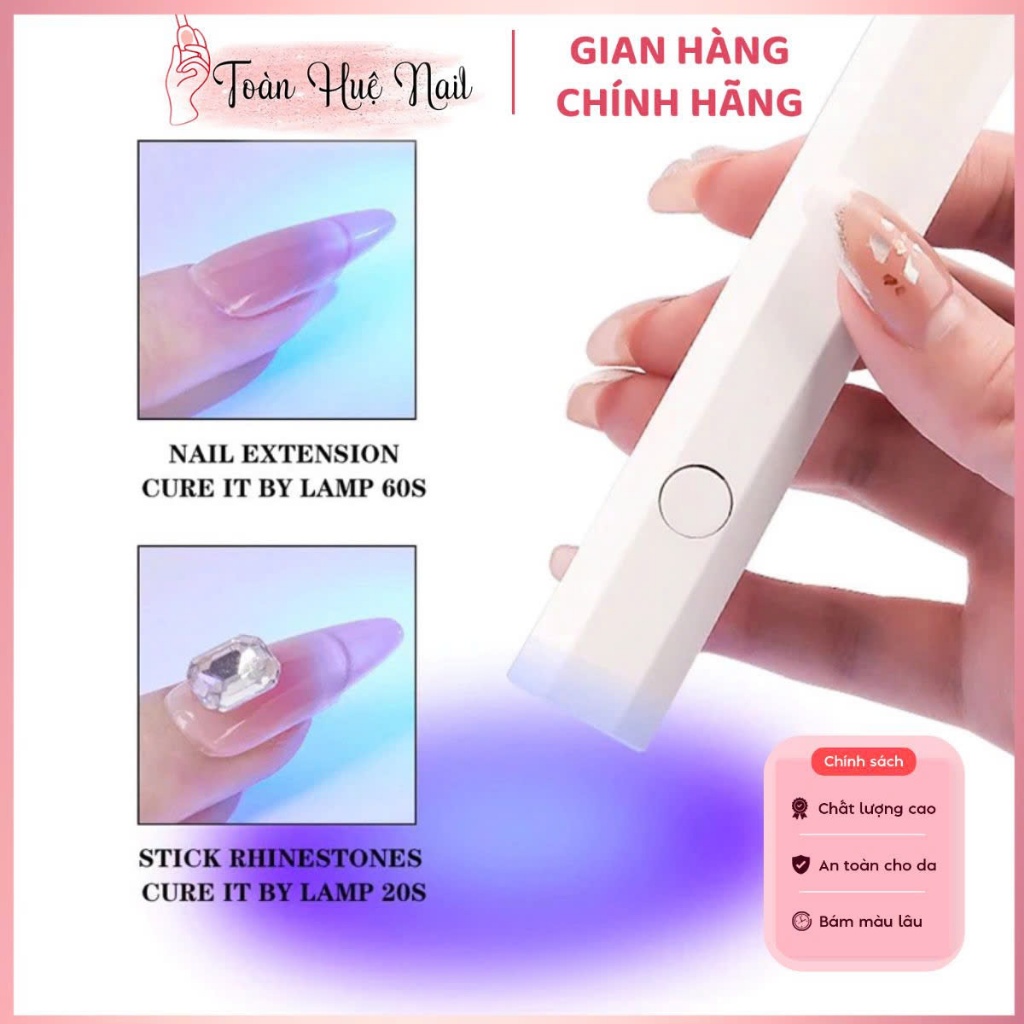 Máy hơ gel mini 1 ngón 3W tích điện tiện lợi - Đèn hơ khô nhanh 8s, nhỏ gọn dễ mang theo, màu trắng và hồng