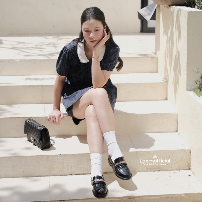 LÀ EM | Áo Vỏ Sò - Áo Kiểu Sơ Mi Nữ Cổ Phối Ren, Caro Thanh Lịch Mùa Hè