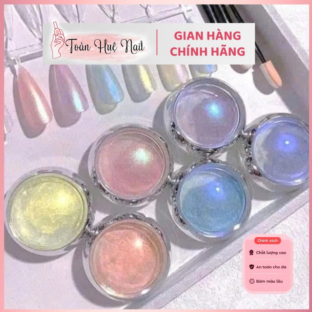 Bột Tráng Gương Ngọc Trai Nhiều Màu Set 6 Hũ Hot Trend | Bột Nail Mirror Pearl Tạo Hiệu Ứng Xà Cừ Lấp Lánh.