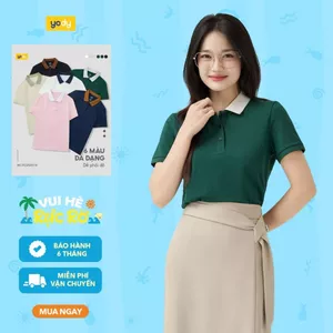 Áo polo nữ YODY trơn màu vải cotton pique thoáng mát bền màu form chuẩn WCPO25A518