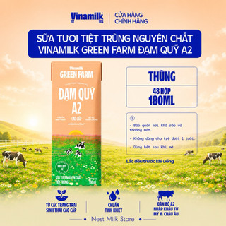Sữa Tươi Tiệt Trùng Nguyên Chất Vinamilk Green Farm Đạm Quý A2 Không Đường 180ml - Thùng 48 Hộp