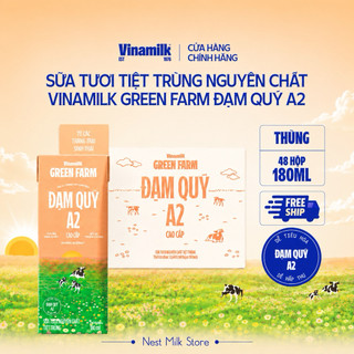 Sữa Tươi Tiệt Trùng Nguyên Chất Vinamilk Green Farm Đạm Quý A2 Không Đường 180ml - Thùng 48 Hộp