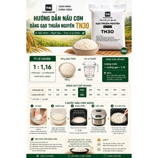 Gạo Hạt Tròn Dẻo Thơm Mềm Ngọt Cơm Không Khô Cứng Giàu Vitamin & Khoáng Chất | Gạo Thuần Nguyên TN30