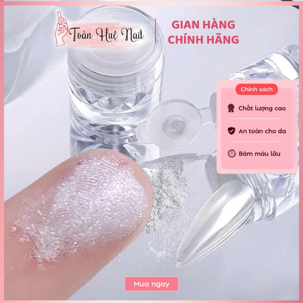 Bột Tráng Gương Bạc Siêu Sáng Cao Cấp | Bột Nail Chrome Silver Đạt Hiệu Ứng Gương Sáng Bóng Hoàn Hảo.