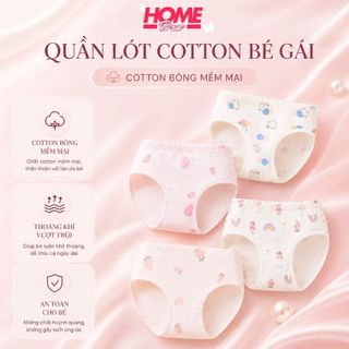 Combo 4 quần lót bé gái chất cotton co dãn thoáng khí SET 4 Quần chíp trẻ em họa tiết xinh xắn L7000