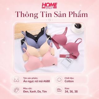 Áo ngực nữ su đúc mềm mại êm ái đệm mút mỏng ôm ngực kiểu dáng basic 2 nấc cài tiện lợi HOMBRA A239