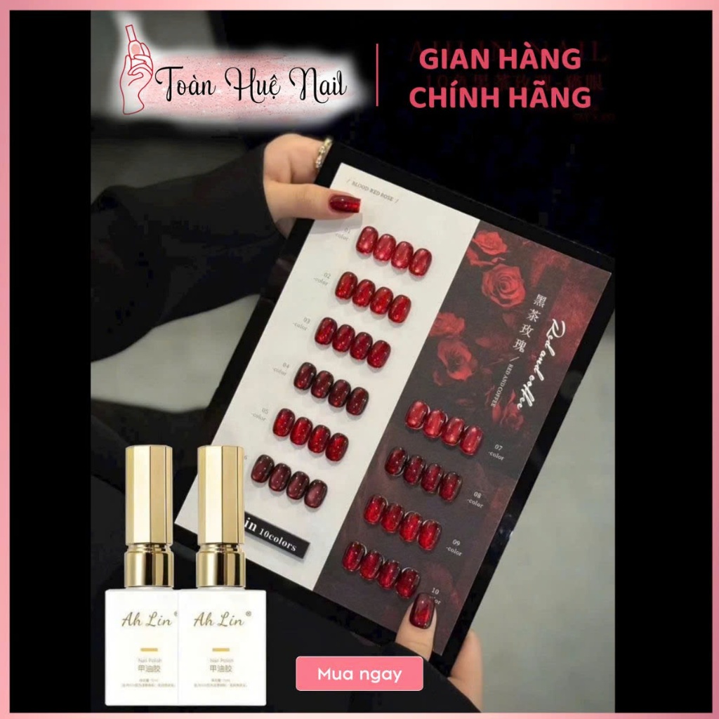 Set Sơn Gel Mắt Mèo 10 Màu AHLIN – Hiệu Ứng Ánh Sao Lấp Lánh, Lên Màu Chuẩn, Dành Cho Thợ Nail & Người Mới