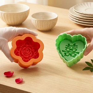 Khuôn Làm Bánh Trung Thu, Khuôn Xôi, Thạch Hình Trái Tim Chữ Song Hỷ Độc Đáo (150g - 200g)