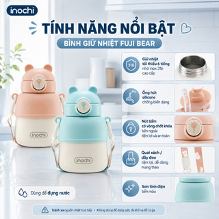 Bình Giữ Nhiệt Fuji Bear Inochi 560ml Inox 316 Có Ống Hút Giữ Nóng Lạnh 6H+ Quai Xách Cute