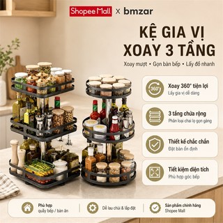 BMZAR Kệ Đựng Gia Vị Xoay 360 Độ 2/3 Tầng Kệ gia vị xoay cao cấp thép Bền bỉ và chắc chắn
