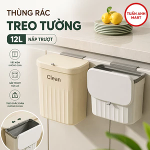 Thùng rác TREO TƯỜNG, treo tủ bếp nắp trượt 12L