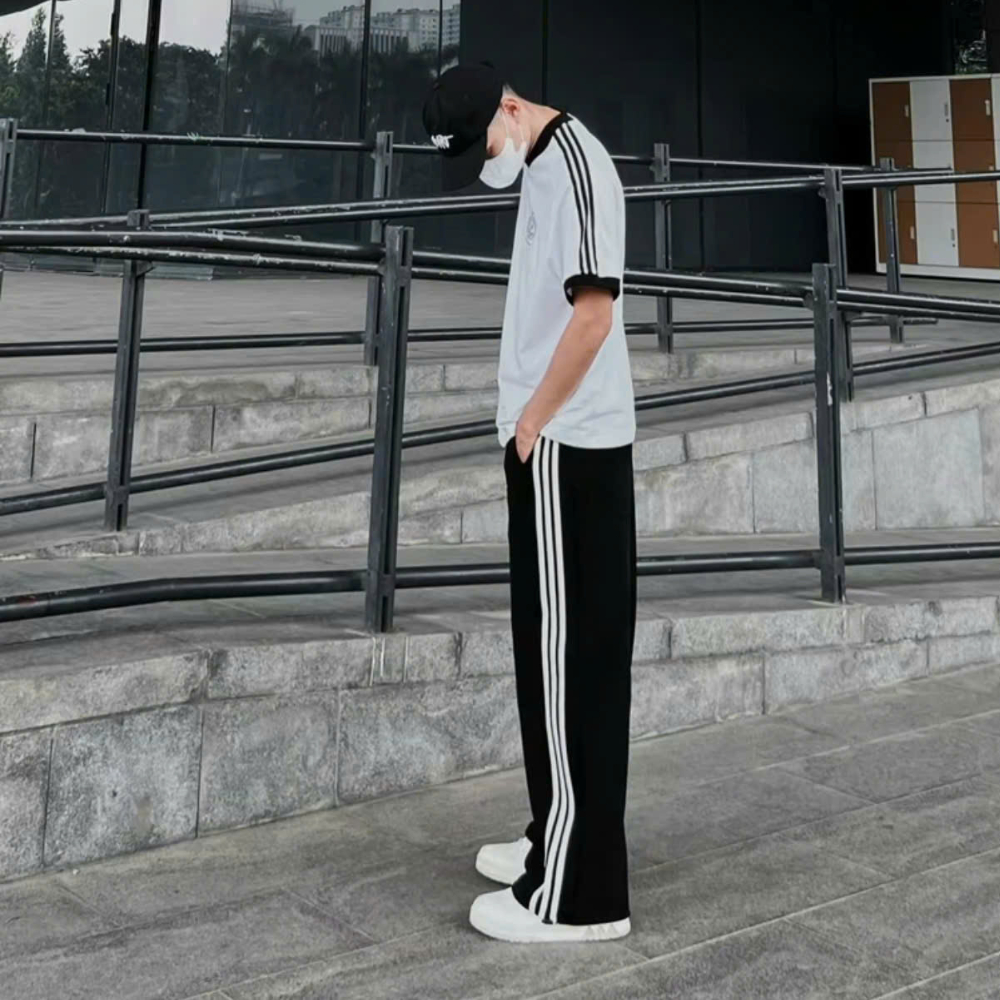 Quần Jogger 3 Sọc Quần Ống Rộng Dáng Suông Unisex Nam Nữ Vải Nỉ 2Da Dày Dặn Mềm Mại | BigBuy360 - bigbuy360.vn