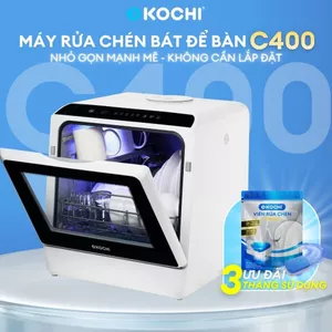 Máy rửa bát để bàn KOCHI C400 - sức chứa 4 bộ - Không cần lắp đặt - Rửa nước nóng áp suất cao -Sấy PTC - Lưu trữ 72 giờ