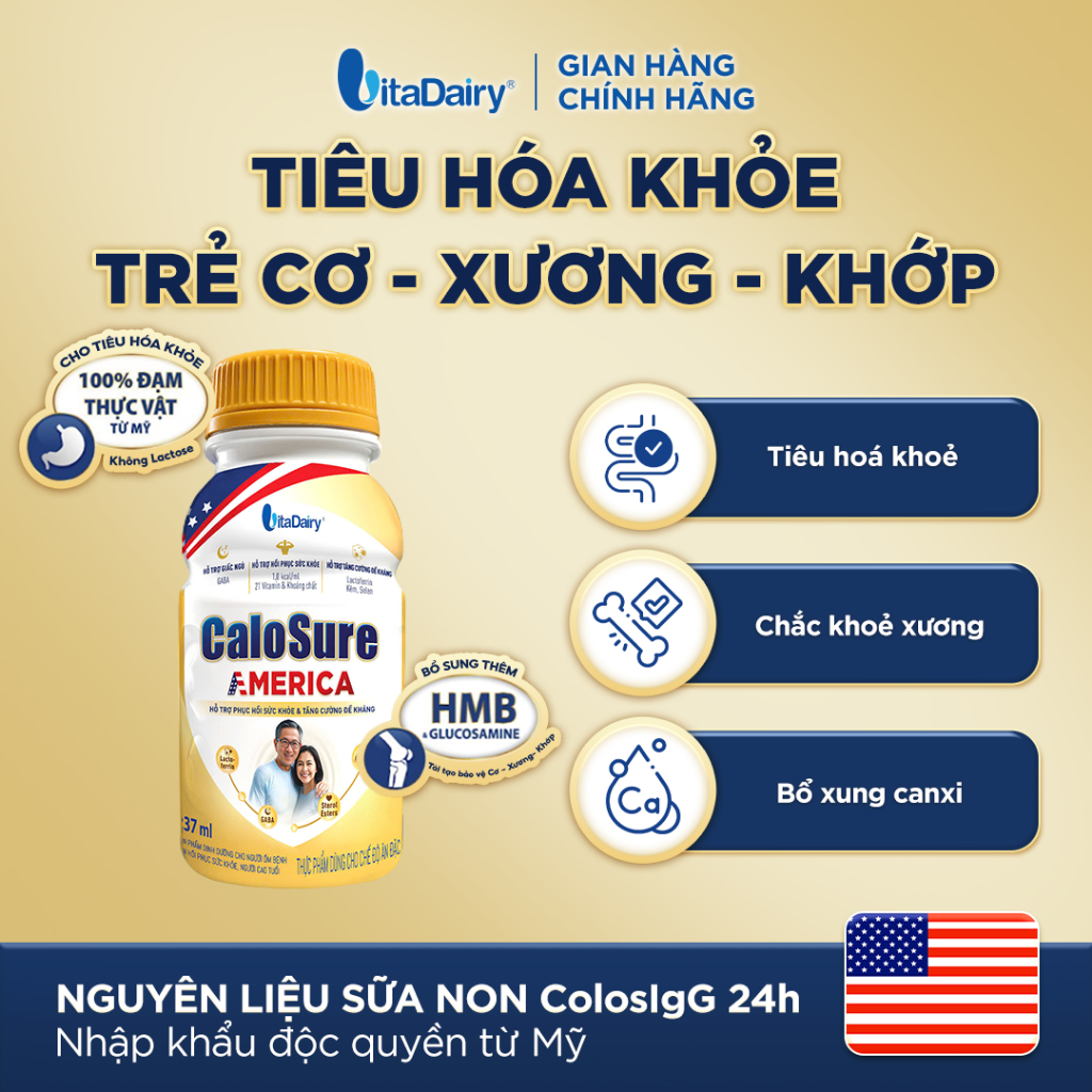 [COMBO 2 THÙNG 24 CHAI] Sữa bột pha sẵn Calosure America 237ml – Tiện lợi, bổ sung năng lượng