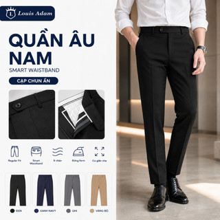 [CHÍNH HÃNG] Quần Âu Nam Cạp Chun Ẩn LOUIS ADAM Regular Fit - Quần Tây Nam Co Giãn, Chống Nhăn, Vải Rayon, Công Sở