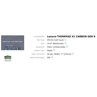 Màn hình laptop thay thế cho Lenovo THINKPAD X1 CARBON GEN 9 (FHD+ 1920x1200)  (UHD+ 3840x2400)