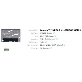 Màn hình laptop thay thế cho Lenovo THINKPAD X1 CARBON GEN 9 (FHD+ 1920x1200)  (UHD+ 3840x2400)