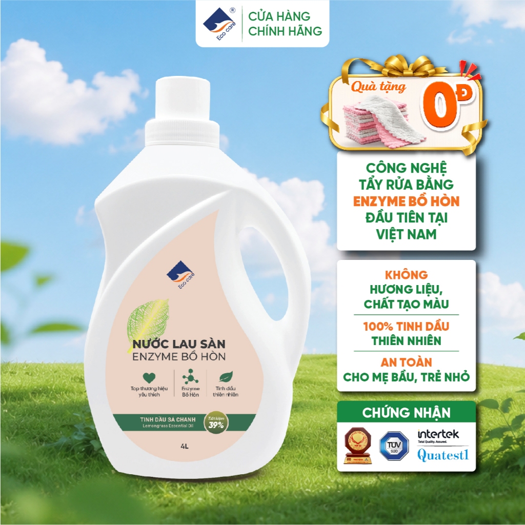 Nước lau sàn hữu cơ bồ hòn ECOCARE 1L/2L/4L, tinh dầu thiên nhiên khử mùi, đuổi muỗi hiệuquả