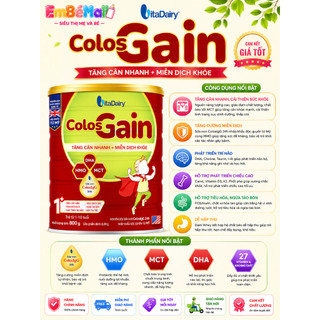 Sữa Bột Colos Gain Vitadairy - Tăng Cân, Sữa Non Mỹ, HMO, Tăng Đề Kháng Cho Bé