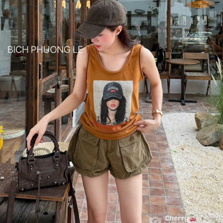 QCL1 66088 Áo thun giấy sát nách hình cô gái đội mũ siêu đẹp siêu chất(Freesize)