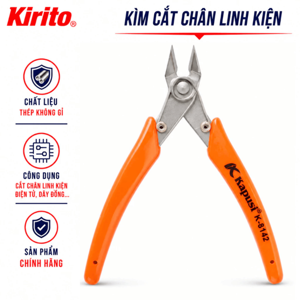 Kìm Cắt Chân Linh Kiện Kapusi K-8142 Thép Không Gỉ Cao Cấp - Kìm Cắt Dây Đồng, Dây Điện Nhỏ Sắc Bén