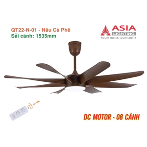 Quạt Trần 8 cánh Cao Cấp Asia QT22 điều khiển từ xa - top các sản phẩm bán chạy nhất hiện nay - BH 24 tháng