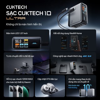 Củ Sạc GaN CUKTECH 10 ULTRA 3C1A | Công Suất 120W | Hỗ Trợ Sạc Nhanh | Bảo Hành 18 Tháng AD1204U