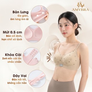 [ AMYBRA NEW ] Áo Ngực Su Mịn Mát Mút Mỏng 0.5cm, Áo Lót Nữ Không Gọng Êm Ái Gom Quả Tự Nhiên A975