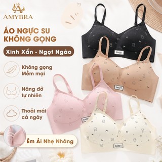 [ AMYBRA NEW ] Áo Ngực Su Mịn Mát Mút Mỏng 0.5cm, Áo Lót Nữ Không Gọng Êm Ái Gom Quả Tự Nhiên A975