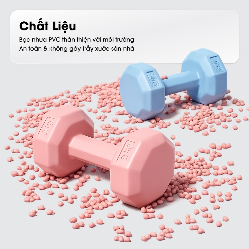 [1 Cái] Tạ Tay Bọc Nhựa PVC 1KG 1.5KG 2KG 3KG - Chống Lăn Tập Gym, Yoga Pilates Thể Dục Tại Nhà - TaTay02
