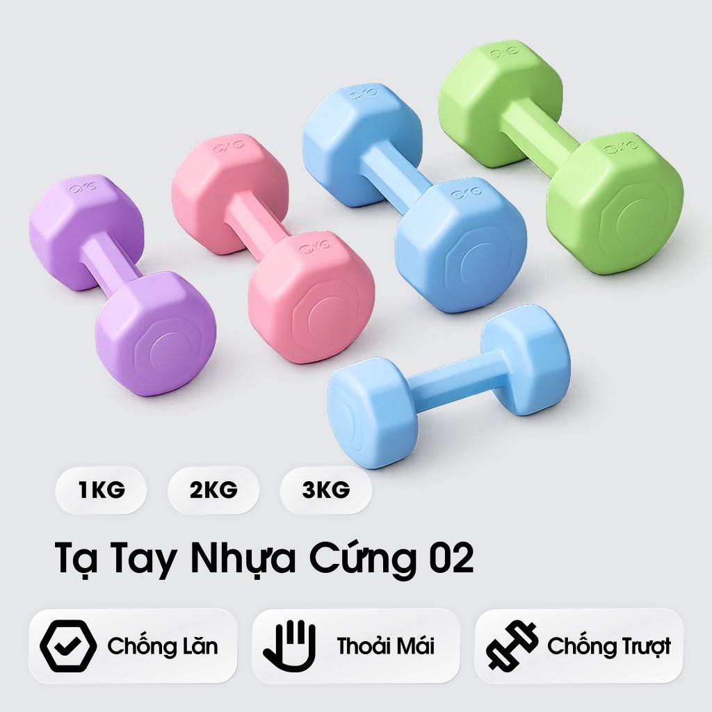 [1 Cái] Tạ Tay Bọc Nhựa PVC 1KG 1.5KG 2KG 3KG - Chống Lăn Tập Gym, Yoga Pilates Thể Dục Tại Nhà - TaTay02