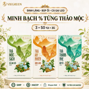 Combo 3 Trà Túi Lọc An Nhiên Đinh Lăng + Thanh Nhẹ Búp Ổi + Mộc Sạch Cà Gai Leo VIEGREEN