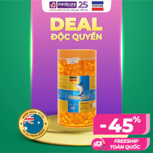 Viên uống dầu cá COSTAR Omega3 hỗ trợ giảm mỡ máu, tốt cho tim mạch và mắt 1000mg hộp 365 viên