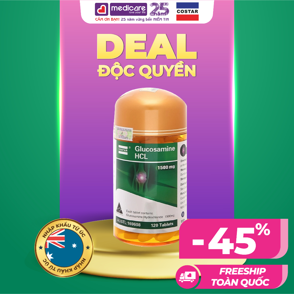 Viên uống COSTAR glucosamine bổ sung dưỡng chất cho sụn, khớp 1500mg 120 viên