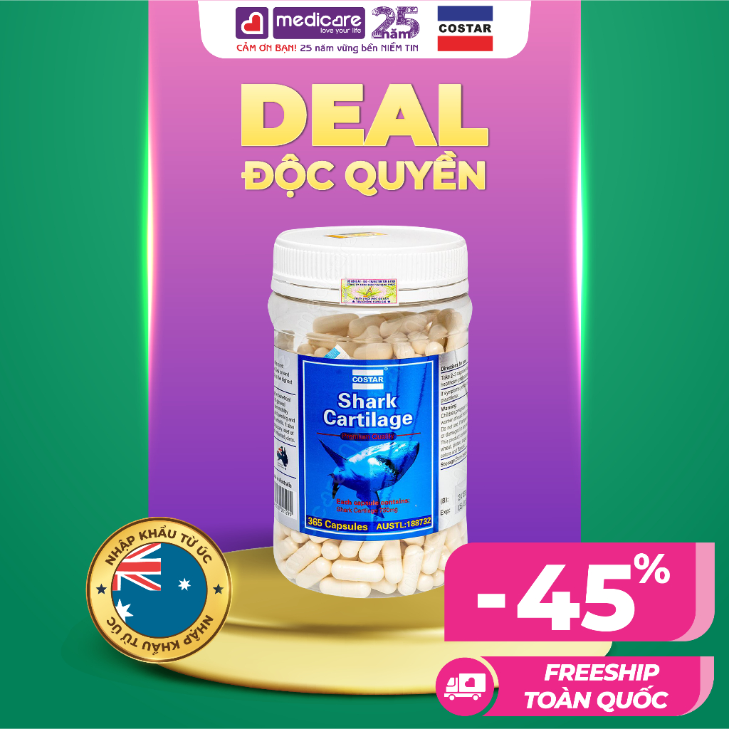 Viên uống COSTAR sụn cá mập tăng cường sức khỏe cho khớp 750mg 365 viên