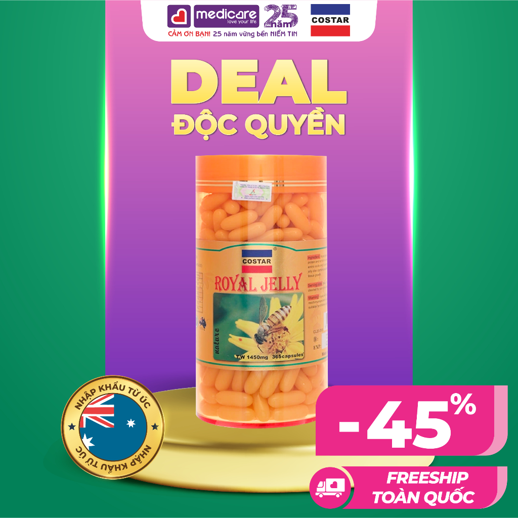 Viên uống COSTAR sữa ong chúa giúp tăng cường sức khỏe 1450mg 365 viên