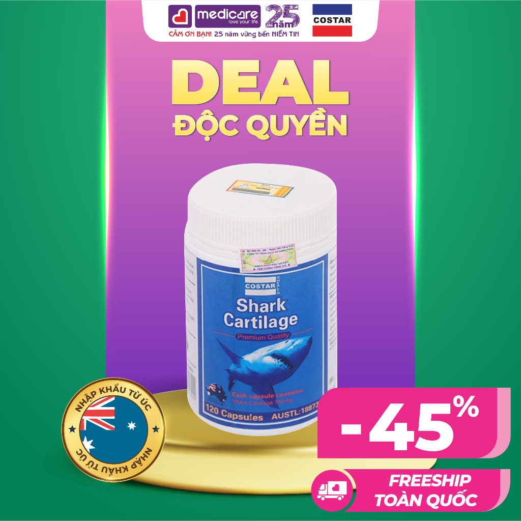 Viên uống COSTAR sụn cá mập tăng cường sức khỏe cho khớp 750mg 120 viên