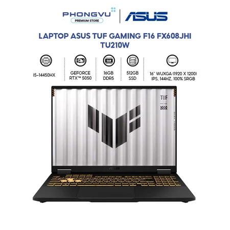 Laptop Gaming Asus TUF F16 FX608JHI - Core i5-14450HX - RTX 5050 8GB - RAM 16GB - 512GB SSD - Win 11 - Bảo hành 24 tháng