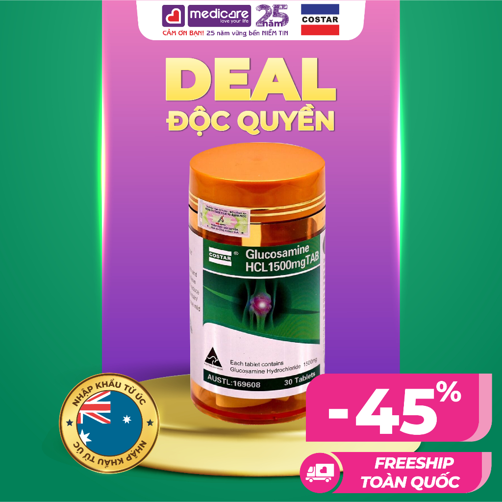 Viên uống COSTAR glucosamine bổ sung dưỡng chất cho sụn khớp 1500mg 30 viên