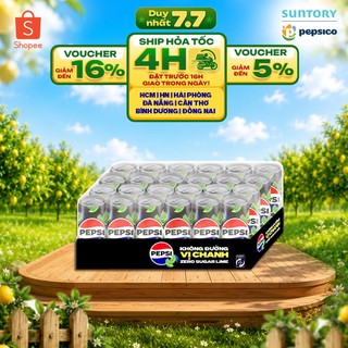[HỎA TỐC] Thùng 24 Lon Nước Uống Có Gaz Pepsi Vị Chanh Không Calo, Không Đường (320ml/lon)