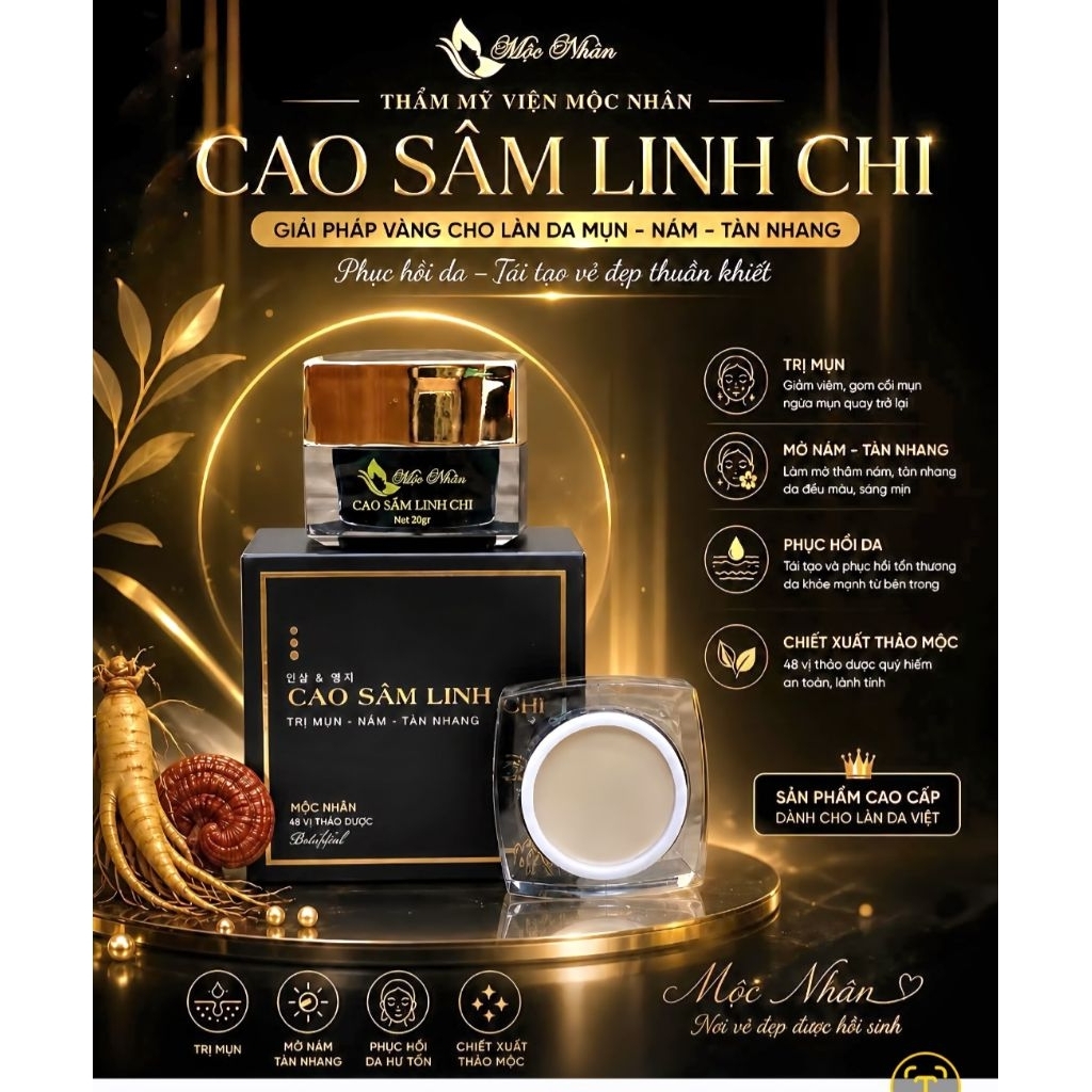Chính Hãng Kem Cao Sâm Mộc Nhân T ái Tạo Loại Bỏ Mụn Nám Lổ chân lông to da ko đều màu