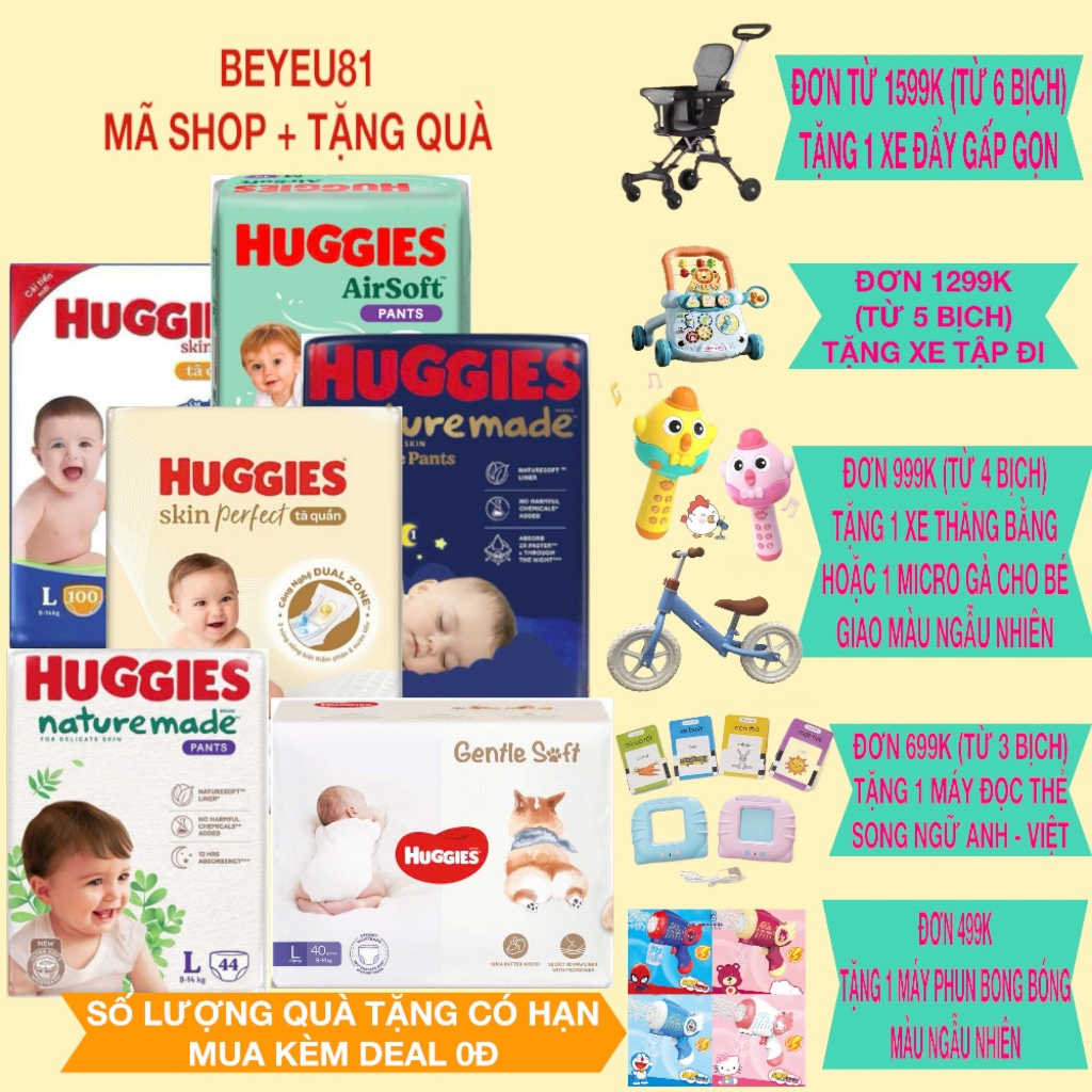 [CHÍNH HÃNG/TẶNG QUÀ] BỈM HUGGIES NATURE MADE/SKIN PERFECT CÁC SIZE NB60/S82/M64/L54/XL44/XXL26