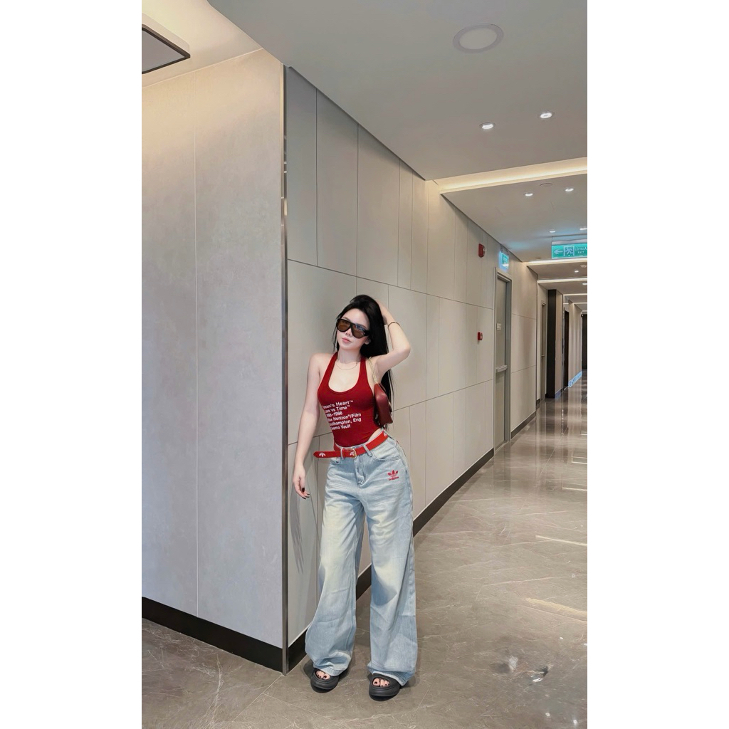 Áo bodysuit in chữ ba lỗ dây xoắn lưng siu đẹp