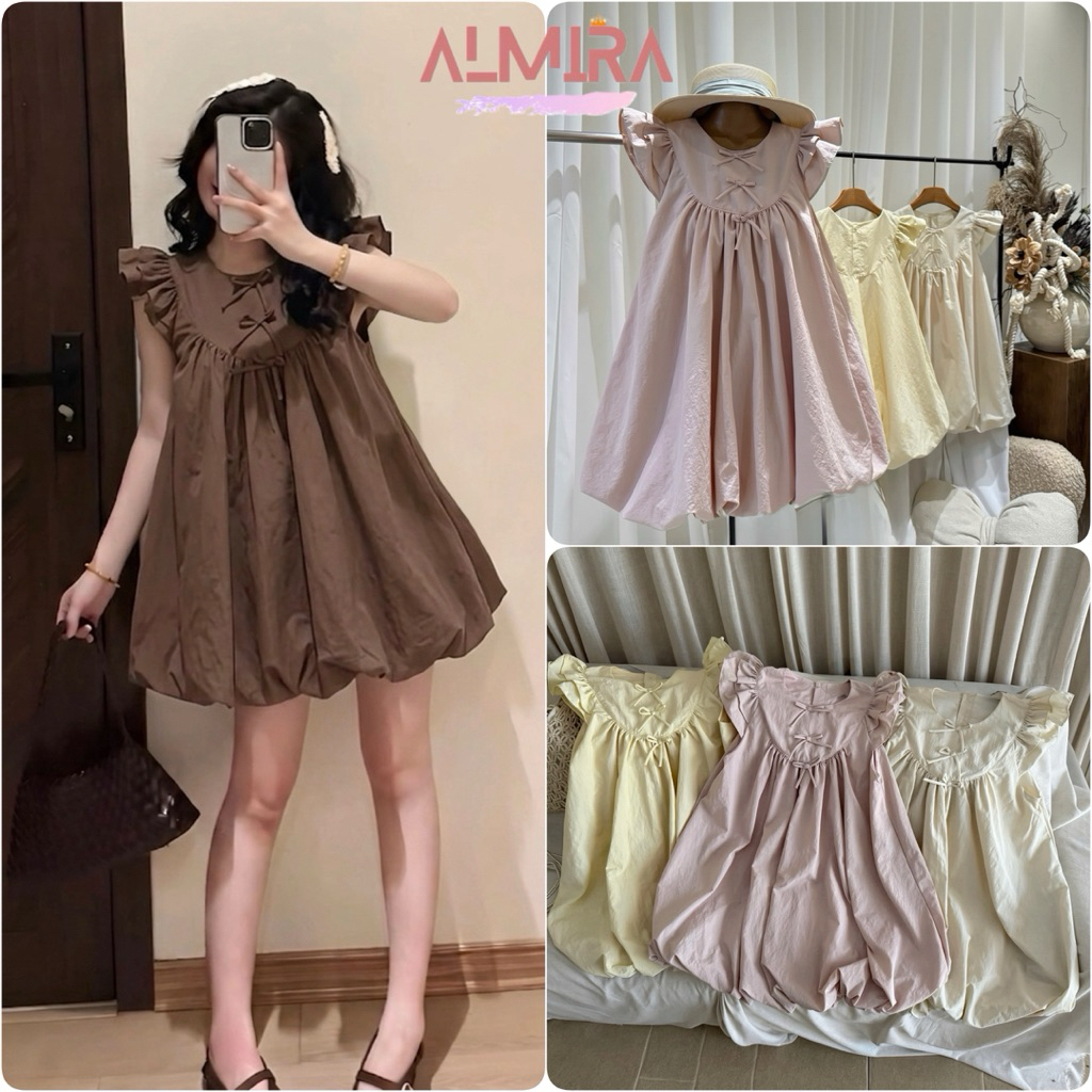 [DEAL MỞ BÁN] Váy Bí Phồng Sát Nách 3 Nơ Nhỏ Dáng Bí Phồng Chất Gió Nhăn Almira | BigBuy360 - bigbuy360.vn