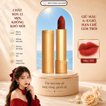 Son thỏi lì mịn G.C 505 Janet Rust đỏ gạch,,mịn môi,bền màu suốt cả ngày.