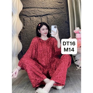 DT16-Tay dài quần dài viền bèo tole lanh mặc hà dành cho nữ thoải mái thấm hút mồ hôi 45kg-70kg