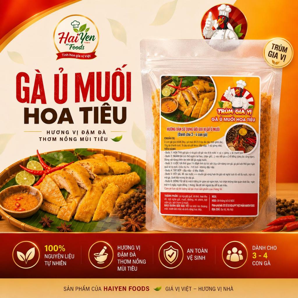 (Trợ giá) Gia vị gà ủ muối,ủ muối bắp bò,tai heo dùng cho 5-6kg nguyên liệu -gói 300g