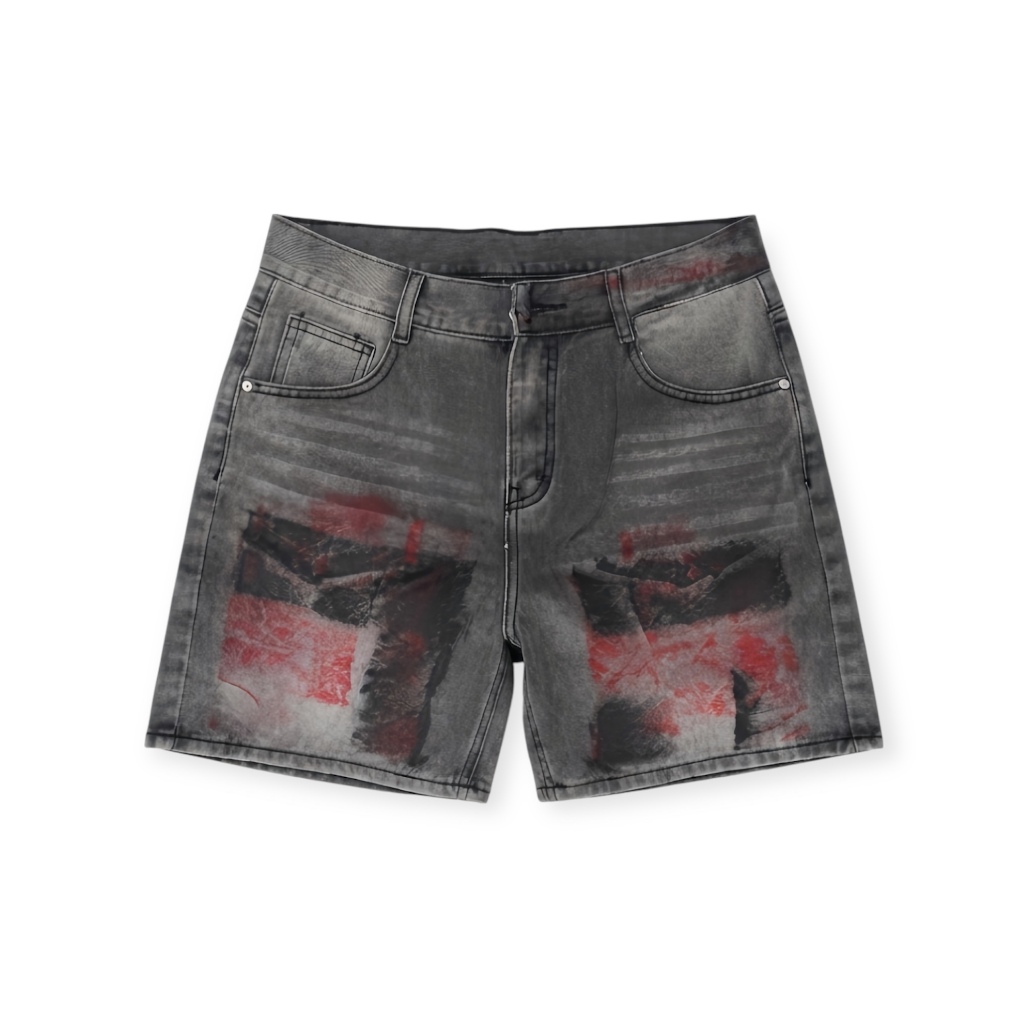 Quần Short Jean Streetwear Wash Loang Form Trên Gối TMT.STU, Jean Cotton Cao Cấp | TMTD46