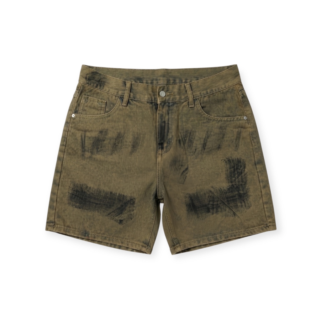 Quần Short Jean Streetwear Wash Loang Form Trên Gối TMT.STU, Jean Cotton Cao Cấp | TMTD46